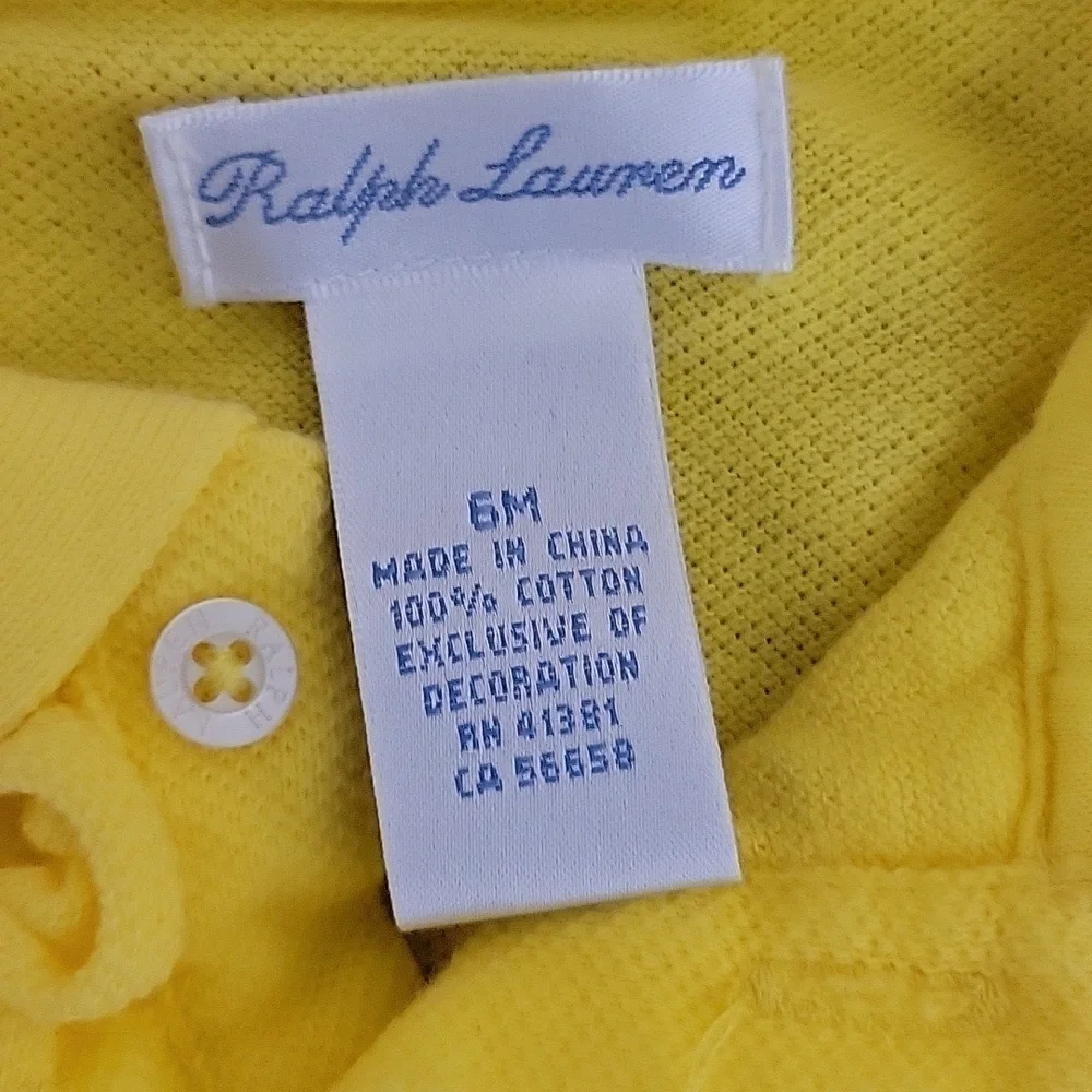 Ralph Lauren Bright Yellow Ruffle Front Bodysuit Infant Sz 6 Months